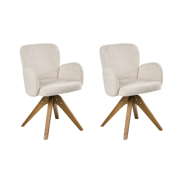 Lot de 2 chaises de salle à manger JEAN Tissu Beige clair