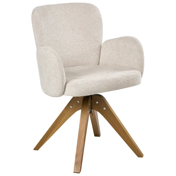 Lot de 2 chaises de salle à manger JEAN Tissu Beige clair