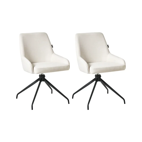 Lot de 2 chaises de salle à manger JENNER Tissu Blanc cassé