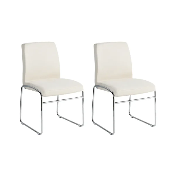 Lot de 2 chaises de salle à manger LECCO Tissu Beige clair
