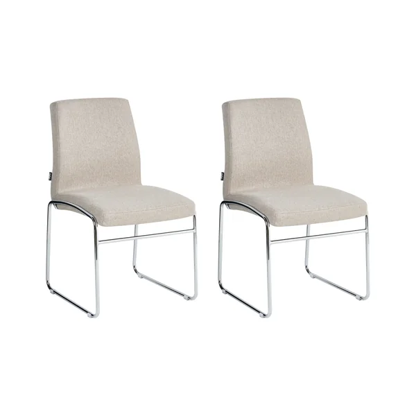 Lot de 2 chaises de salle à manger LECCO Tissu Beige