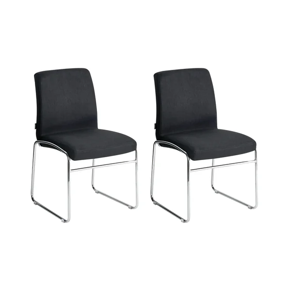 Lot de 2 chaises de salle à manger LECCO Tissu Noir