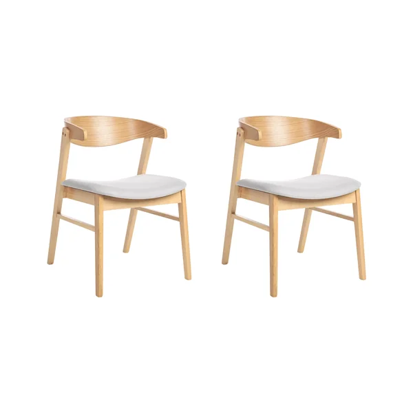 Lot de 2 chaises de salle à manger LILLY Tissu Marron clair/gris