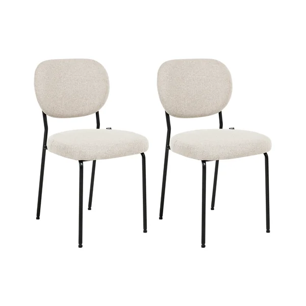 Lot de 2 chaises de salle à manger LOLETA Tissu Beige clair