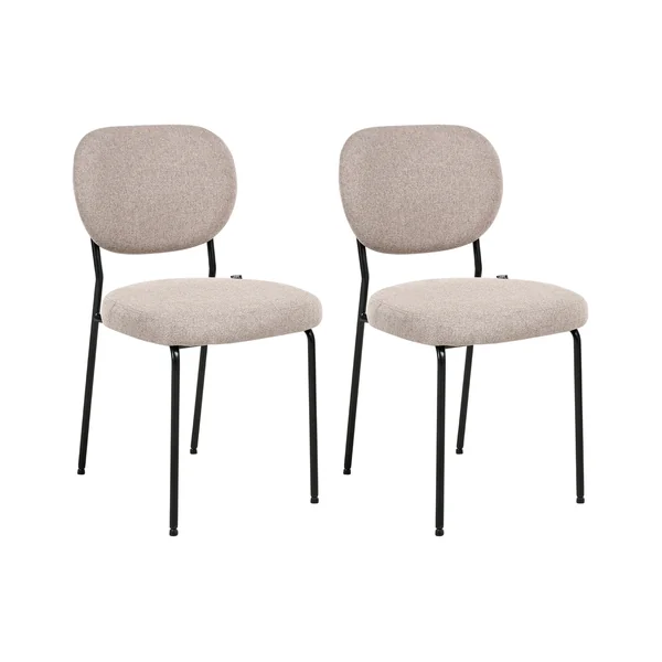 Lot de 2 chaises de salle à manger LOLETA Tissu Marron clair
