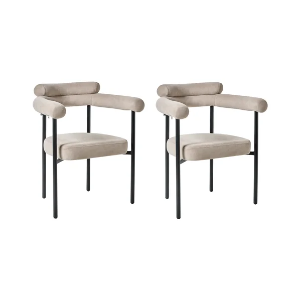 Lot de 2 chaises de salle à manger LYNEY Tissu Beige