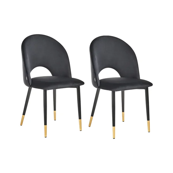 Lot de 2 chaises de salle à manger MAGALIA Velours Noir