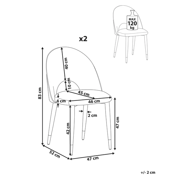 Lot de 2 chaises de salle à manger MAGALIA Velours Rose