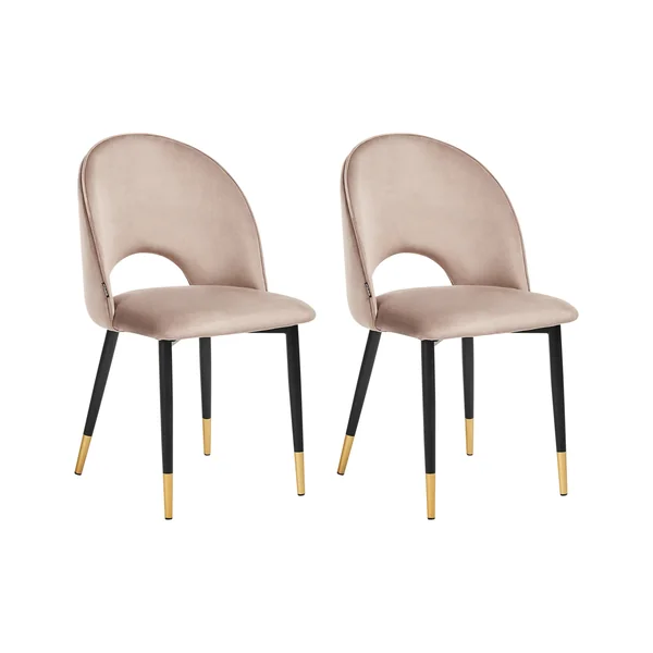 Lot de 2 chaises de salle à manger MAGALIA Velours Taupe