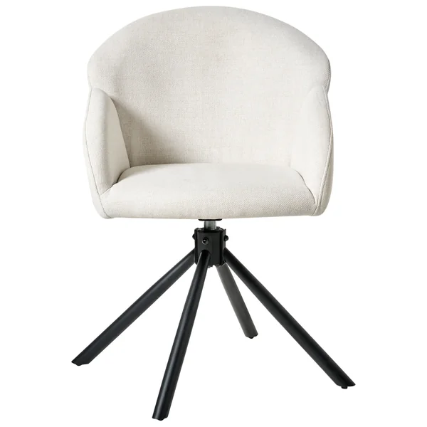 Lot de 2 chaises de salle à manger MAYBEE Tissu Blanc cassé