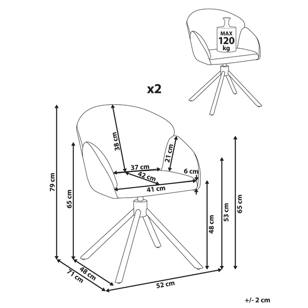Lot de 2 chaises de salle à manger MAYBEE Tissu Blanc cassé
