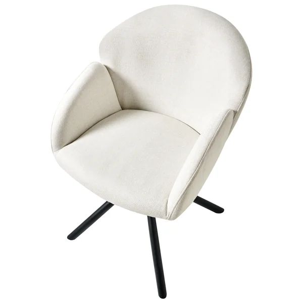 Lot de 2 chaises de salle à manger MAYBEE Tissu Blanc cassé