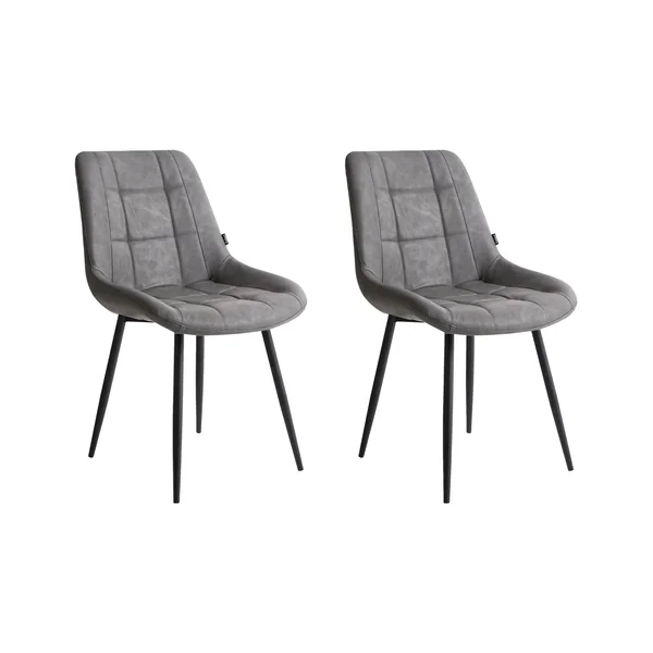 Lot de 2 chaises de salle à manger MELROSE Cuir PU Gris