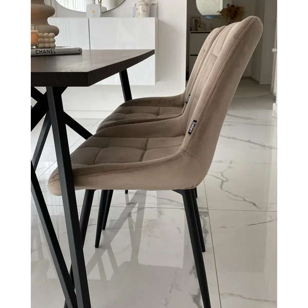 Lot de 2 chaises de salle à manger MELROSE Velours Taupe