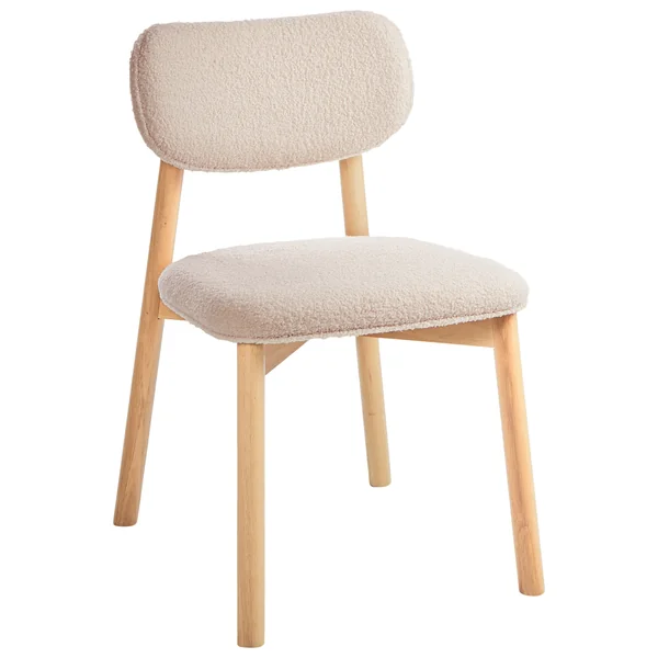 Lot de 2 chaises de salle à manger MILLS Bouclé Marron clair/beige clair