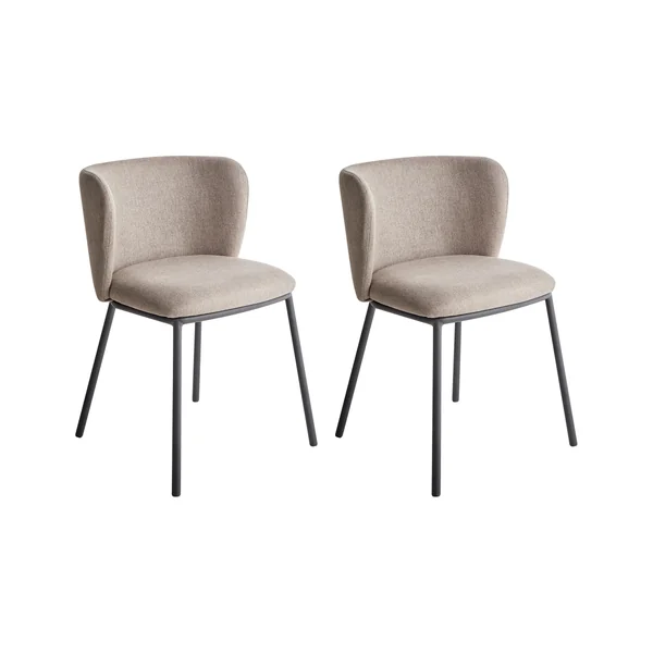Lot de 2 chaises de salle à manger MINA Tissu Taupe