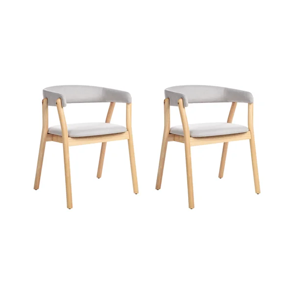 Lot de 2 chaises de salle à manger MYLO Tissu Marron clair/gris