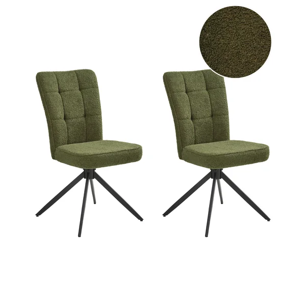 Lot de 2 chaises de salle à manger RYAN Bouclé Vert