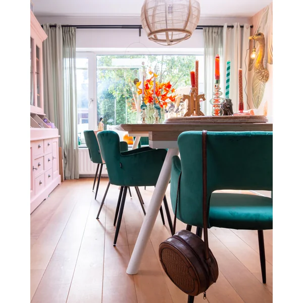 Lot de 2 chaises de salle à manger SANILAC Velours Vert émeraude