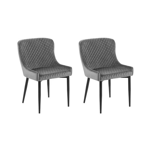 Lot de 2 chaises de salle à manger SOLANO Velours Gris