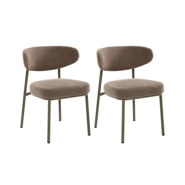 Lot de 2 chaises de salle à manger UNITY Bouclé Taupe