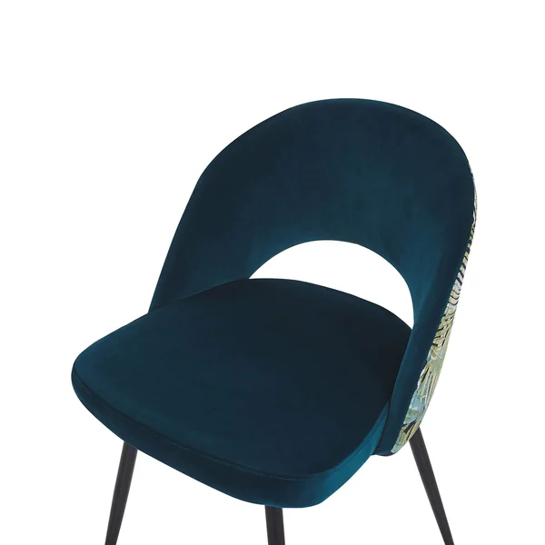 Lot de 2 chaises de salle à manger VIVIAN Velours Bleu azur