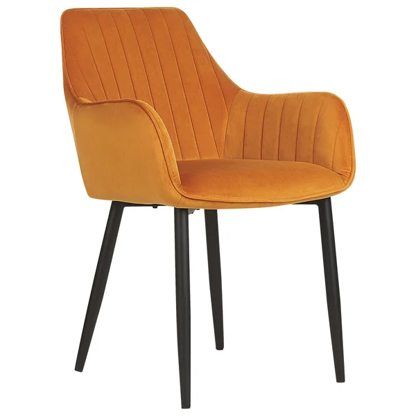 Lot de 2 chaises de salle à manger WELLSTON Velours Orange