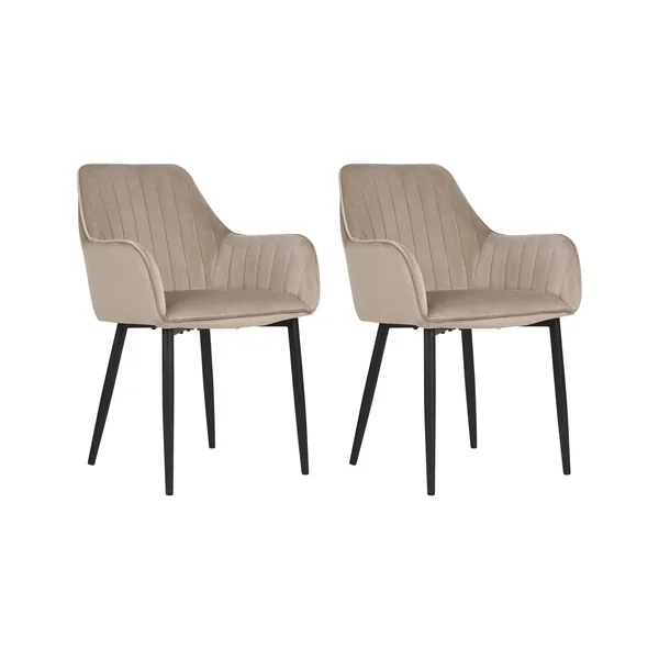 Lot de 2 chaises de salle à manger WELLSTON Velours Taupe