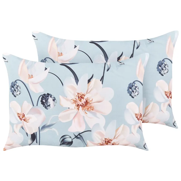 Lot de 2 coussins d'extérieur APRICALE Motif floral 40 x 60 cm Bleu