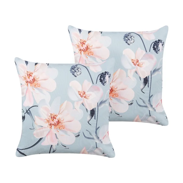 Lot de 2 coussins d'extérieur APRICALE Motif floral 45 x 45 cm Bleu