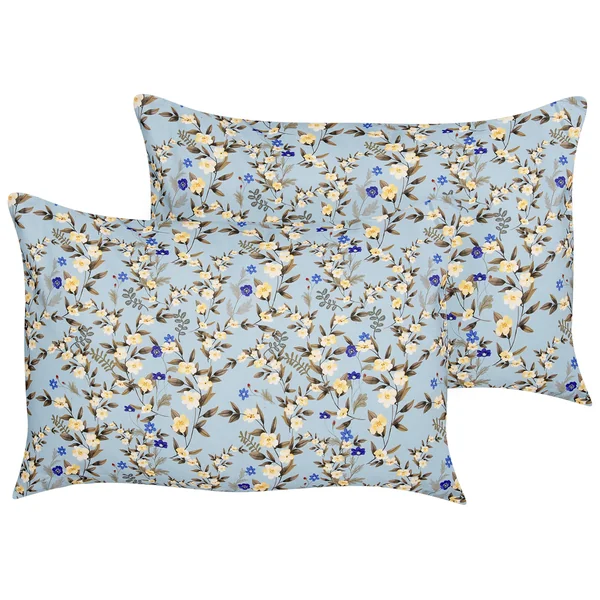 Lot de 2 coussins d'extérieur VALLORIA Motif floral 40 x 60 cm Bleu