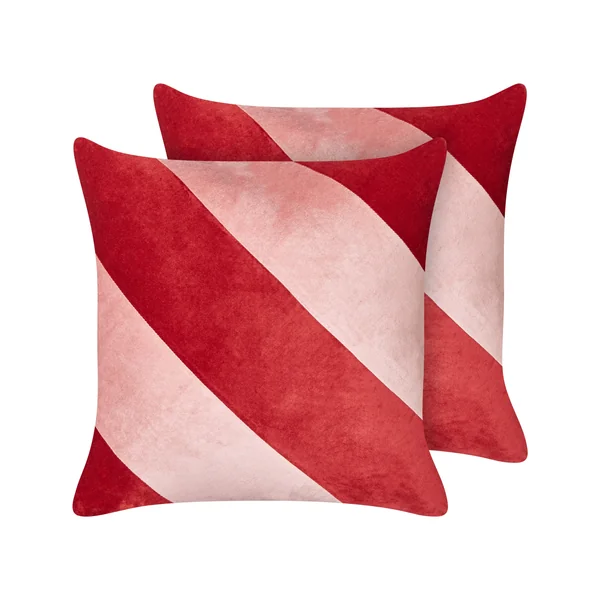 Lot de 2 coussins décoratifs BORONIA Coton 45 x 45 cm Rouge Motif de Noël
