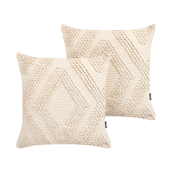Lot de 2 coussins décoratifs CATALPA Coton 45 x 45 cm Blanc Motif géométrique