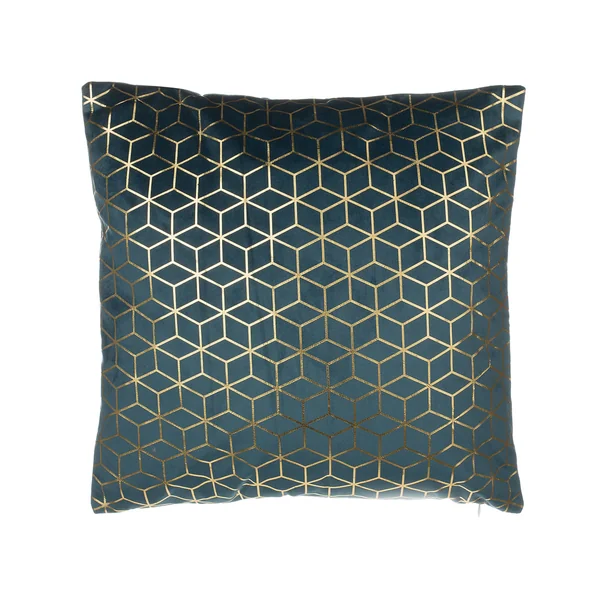 Lot de 2 coussins décoratifs CELOSIA Velours 45 x 45 cm Bleu paon Motif géométrique