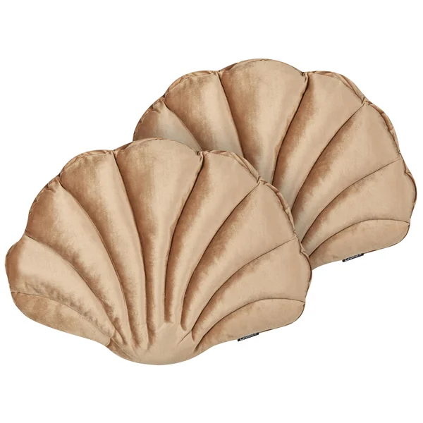 Lot de 2 coussins décoratifs CONSOLIDA Velours 47 x 35 cm Beige sable Unicolore