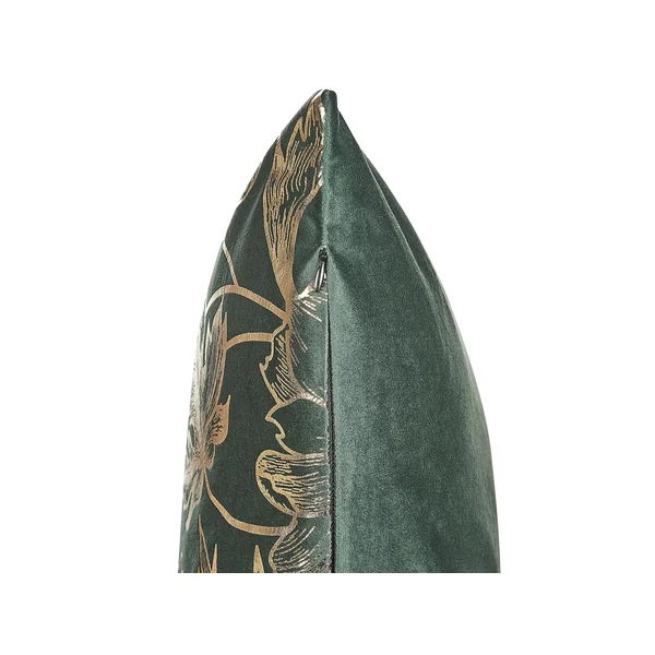 Lot de 2 coussins décoratifs DAFFODIL Velours 45 x 45 cm Vert émeraude Motif floral