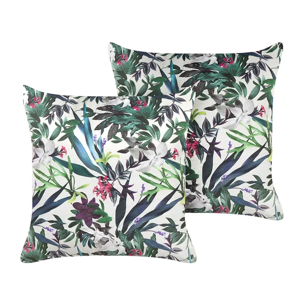 Lot de 2 coussins décoratifs GASTERIA Velours 45 x 45 cm Vert Motif de plante