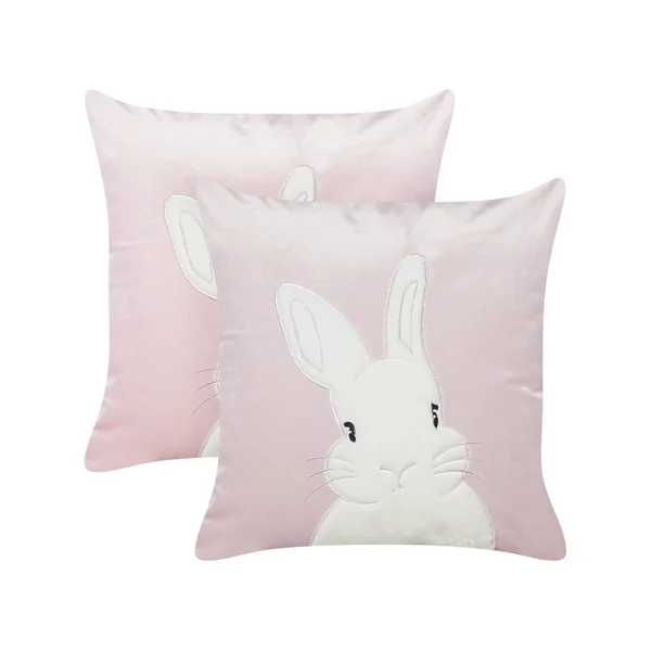 Lot de 2 coussins décoratifs IBERIS Velours 45 x 45 cm Rose