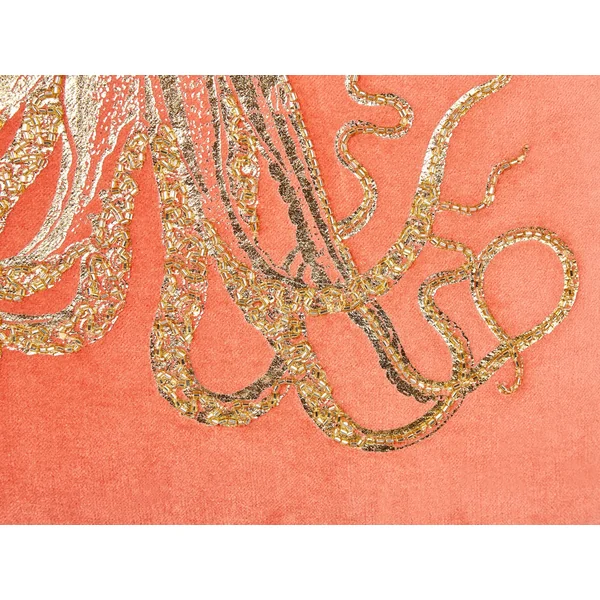 Lot de 2 coussins décoratifs LAMINARIA Velours 45 x 45 cm Corail Motif animal