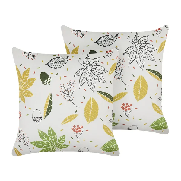 Lot de 2 coussins décoratifs MULLEIN Velours 45 x 45 cm Multicolore Motif de plante