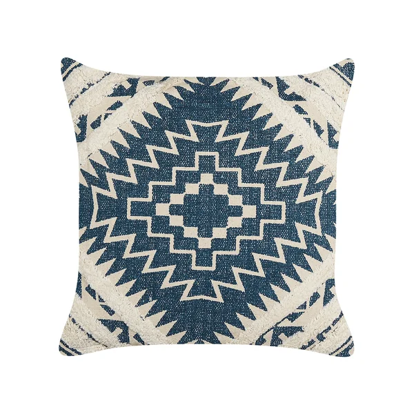 Lot de 2 coussins décoratifs SAFI Coton 50 x 50 cm Bleu Motif géométrique