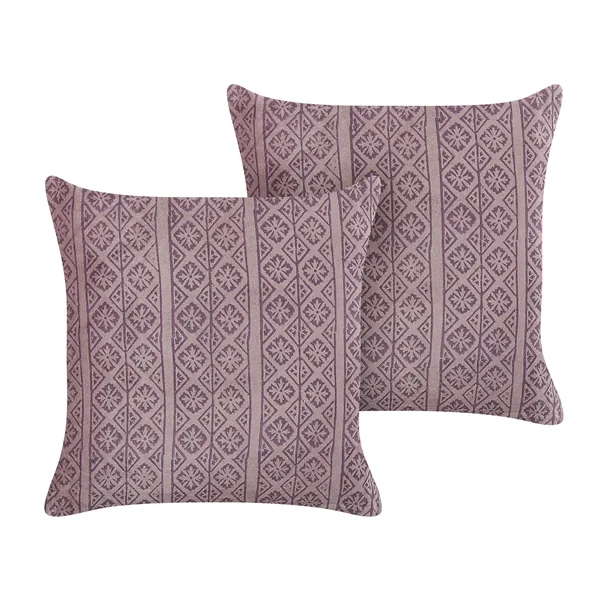 Lot de 2 coussins décoratifs SILYBUM Velours 45 x 45 cm Rose Motif géométrique