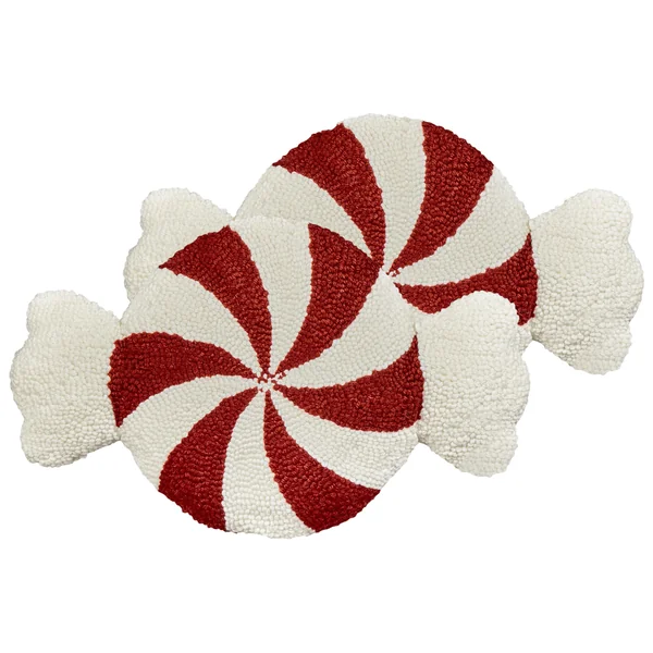 Lot de 2 coussins décoratifs SPIRAL CANDY Bouclé 35 x 58 cm Blanc Motif de Noël