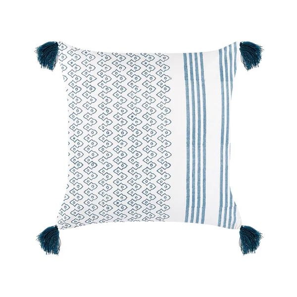Lot de 2 coussins décoratifs TILIA Coton 45 x 45 cm Bleu Motif géométrique
