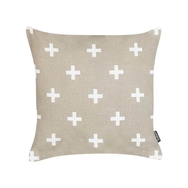 Lot de 2 coussins décoratifs VELLEIA Coton 45 x 45 cm Taupe Motif géométrique