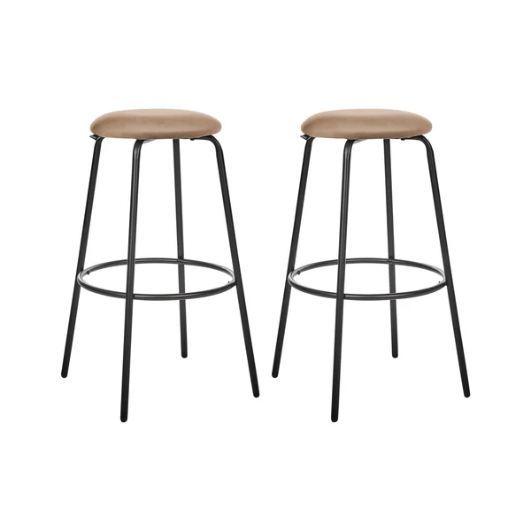 Lot de 2 tabourets de bar MORTON Velours Marron clair