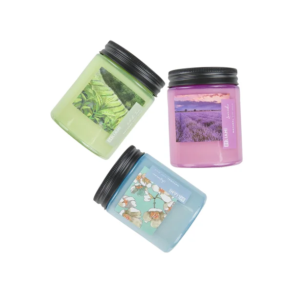 Lot de 3 bougies parfumées FRUITY BLOOM Cire de soja Notes florales Notes de fraîcheur