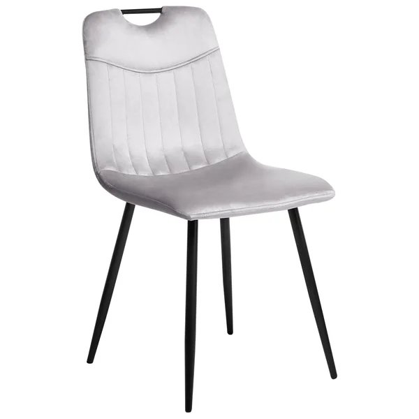 Lot de 4 chaises de salle à manger ARGYLE Velours Gris clair
