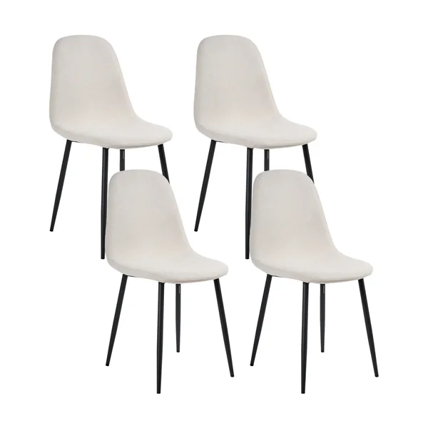 Lot de 4 chaises de salle à manger CRANDALL Tissu Beige clair