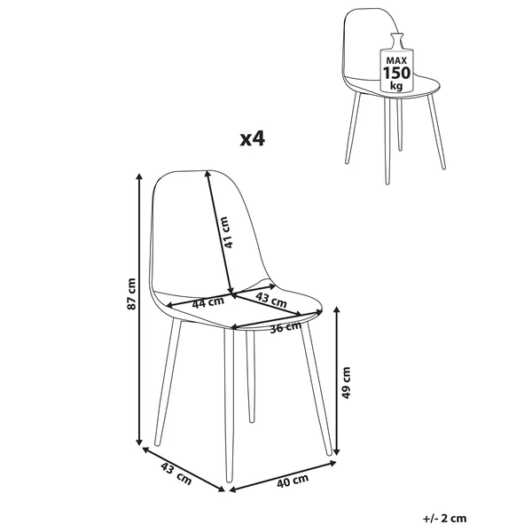 Lot de 4 chaises de salle à manger CRANDALL Tissu Beige clair